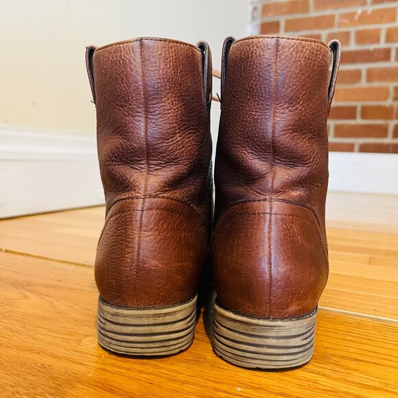 TaraM Womens Size 8 M Brown Leather Zip Laces Ankle Fashion Boots Bootie - Picture 8 of 16